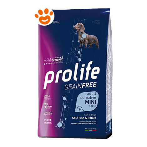 Prolife Dog Grainfree Sensitive Adult Mini Sogliola e Patate  - Prolife Dog Grainfree Sensitive Adult Mini Sogliola e Patate - Sacco Da 7 Kg