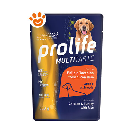 Prolife Dog Multi Taste Adult All Breeds con Pollo, Tacchino e Riso  - Prolife Dog Multi Taste Adult All Breeds con Pollo, Tacchino e Riso - Bustina Da 300 Gr