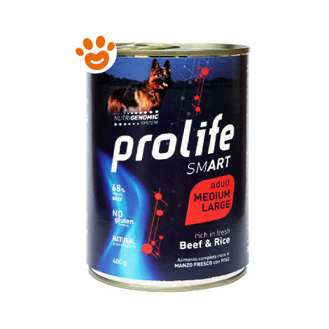 Prolife Dog Smart Adult Medium Large Manzo e Riso  - Prolife Dog Smart Adult Medium Large Manzo e Riso - Lattina Da 400 Gr