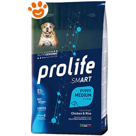 Prolife Dog Smart Puppy Medium Pollo e Riso  - Prolife Dog Smart Puppy Medium Pollo e Riso - Sacco Da 10 Kg