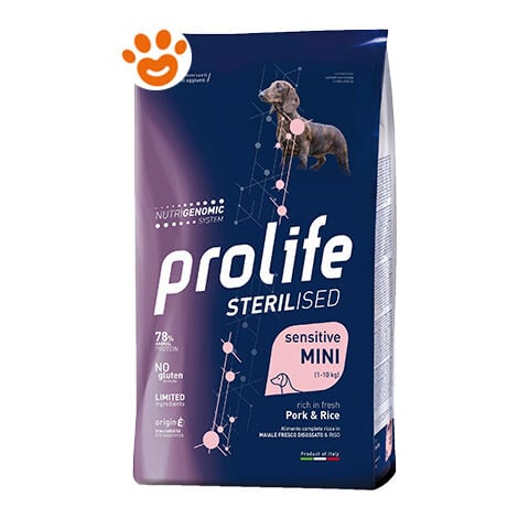 Prolife Dog Sterilised Sensitive Adult Mini Maiale e Riso  - Prolife Dog Sterilised Sensitive Adult Mini Maiale e Riso - Sacco Da 7 Kg