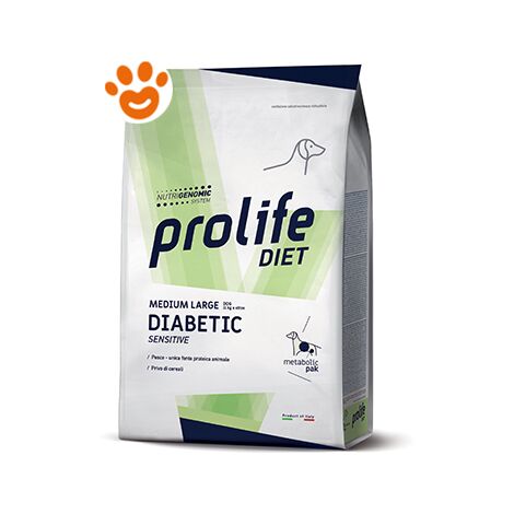 Prolife Dog Veterinary Medium Large Diabetic Sensitive  - Prolife Dog Veterinary Medium Large Diabetic Sensitive - Sacco Da 8 Kg