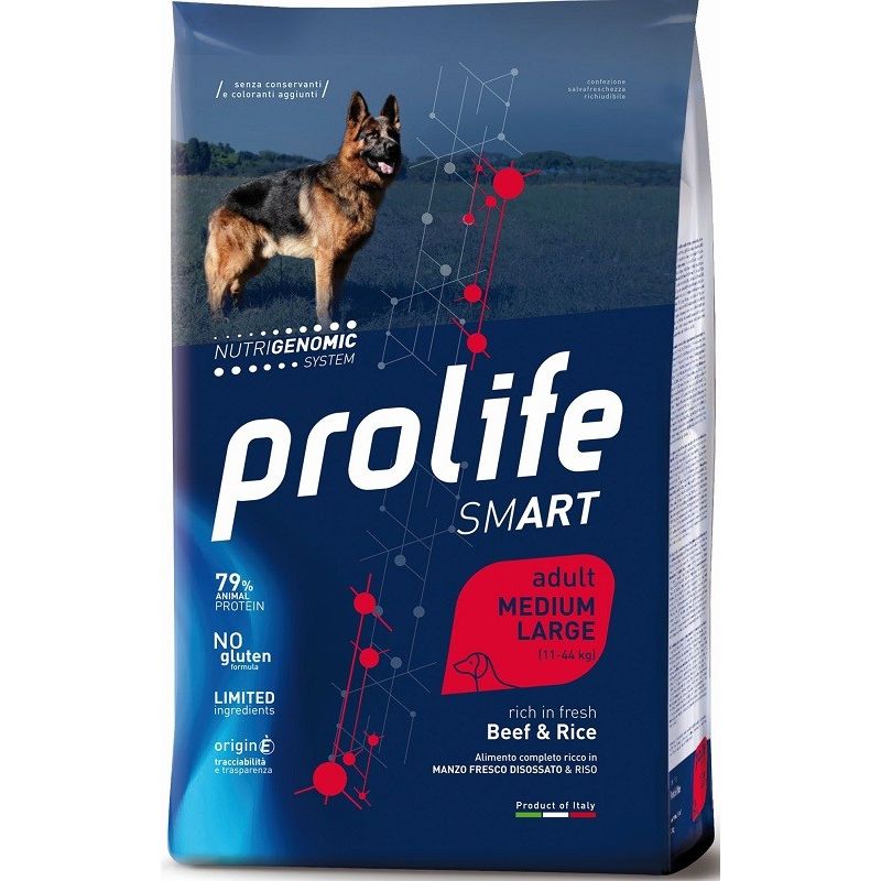 Dog Smart Adult Medium/Large con Manzo e Riso per Cani da 12 kg - Prolife