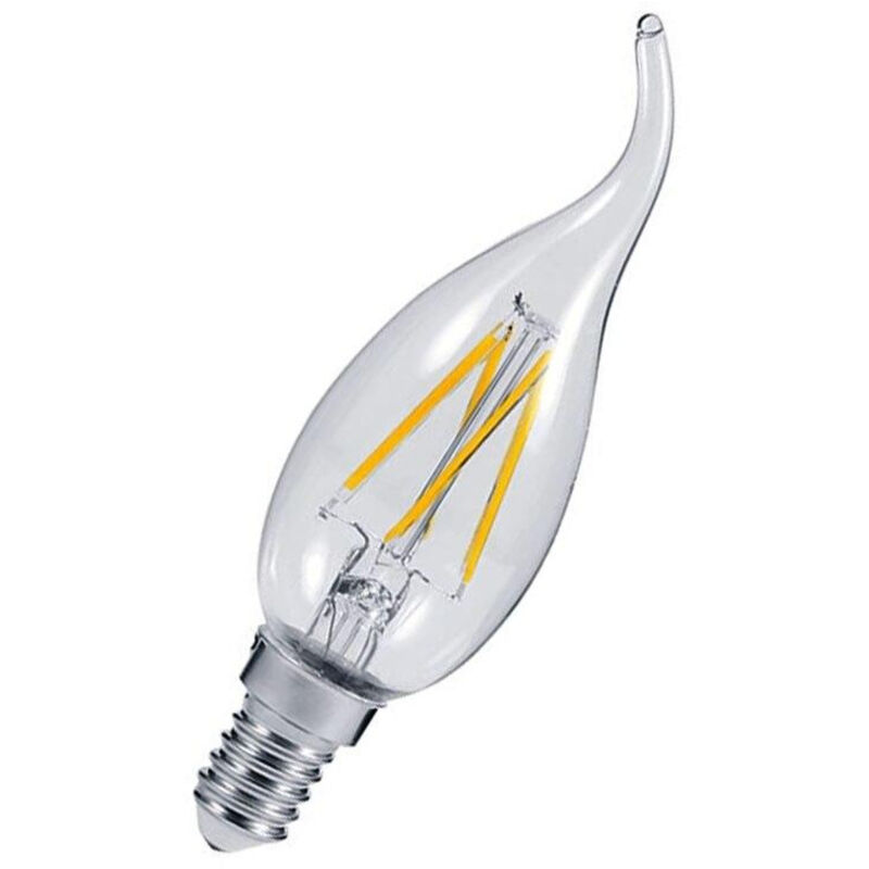 Prolite LED Candle 4W SES-E14 Flame Tip (30W Equivalent) 2700K Warm White Clear 400lm SES Small Screw E14 Flare-Tip Filament Light Bulb