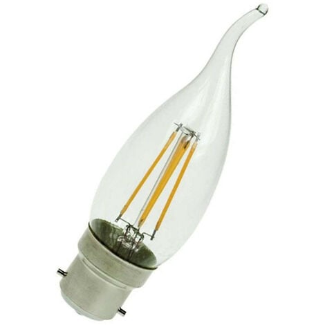 Prolite LED Candle 4W BC-B22d Flame Tip (30W Equivalent) 2700K Warm White Clear 400lm BC Bayonet B22 Flare-Tip Filament Light Bulb