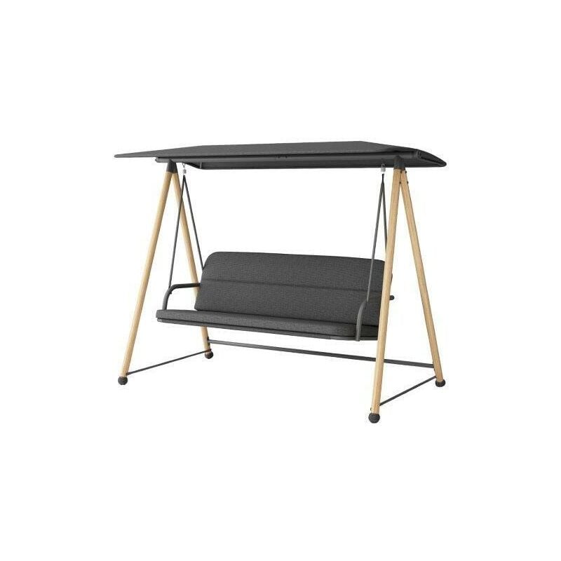 PROLOISIRS Balancelle Darwin en acier heat/coussin - 211 x 170 x 110 cm - oak/noir