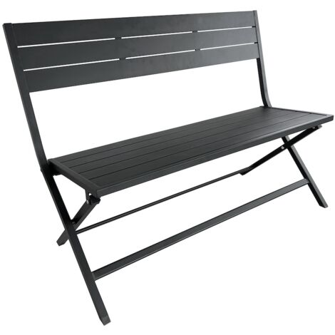 PROLOISIRS Banc pliant - LUCCA - Aluminium époxy graphite - Lattes - 120 cm