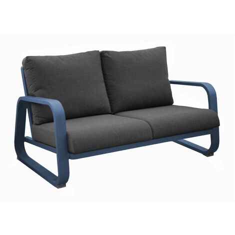 PROLOISIRS Canapé 2.5 places Antonino sofa en aluminium/coussins - bleu/gris
