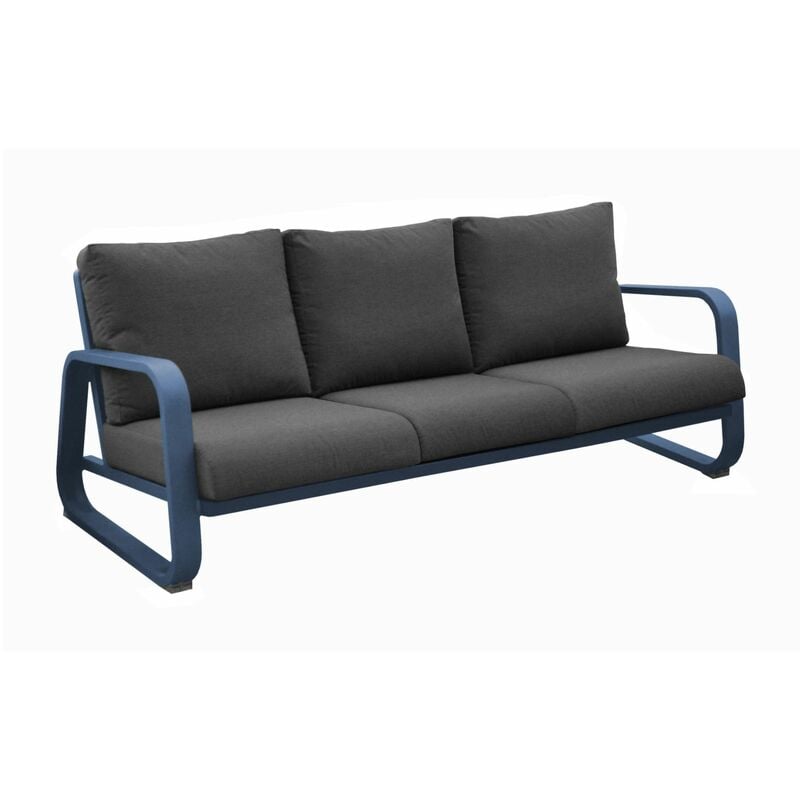 Canapé 3 places Antonino sofa en aluminium/coussins - bleu/gris - Proloisirs