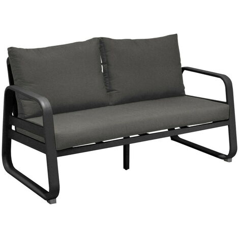 PROLOISIRS Canapé de jardin 2,5 places Tonio graphite/gris - Aluminium - coussins déhoussables