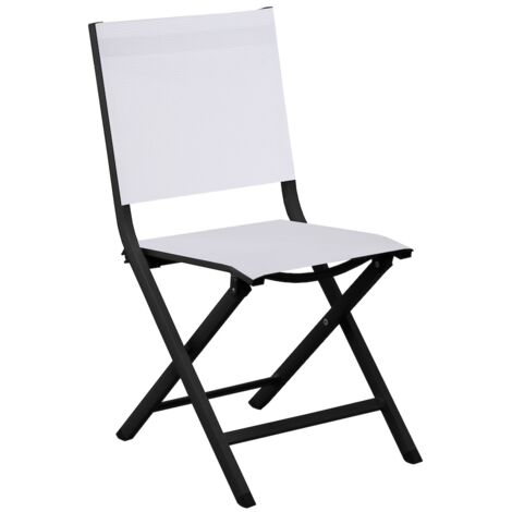 PROLOISIRS Chaise pliante - THEMA - Aluminium époxy graphite - Toile TPEP chiné blanc