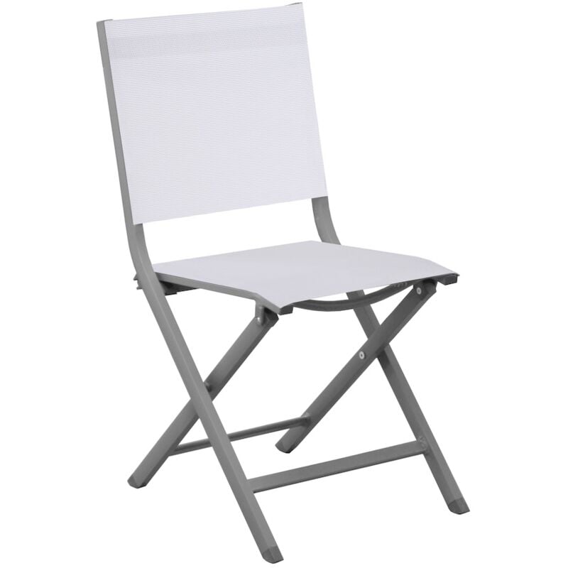 Chaise pliante - thema - Aluminium époxy gris - Toile tpep chiné blanc - Proloisirs
