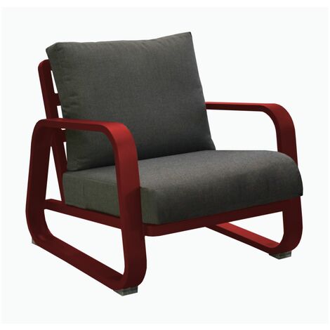 PROLOISIRS Fauteuil détente Antonino sofa en aluminium/coussins - rouge/gris