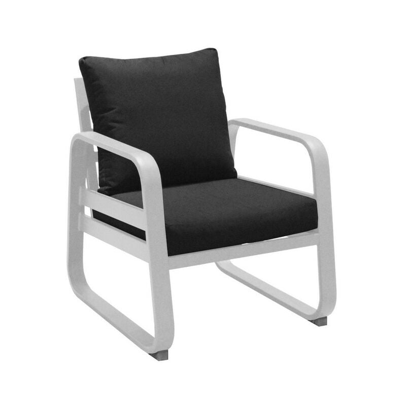 Proloisirs - Fauteuil détente de jardin Tonio blanc/gris - Aluminium - coussins déhoussables