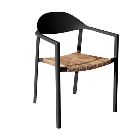 PROLOISIRS Fauteuil empilable - BAGE - Aluminium époxy graphite - Assise wicker noir