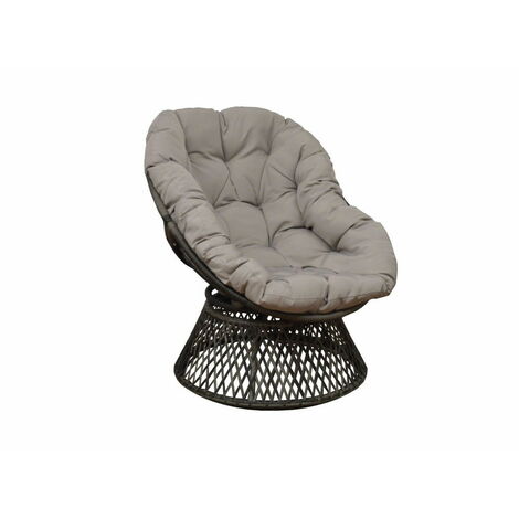 PROLOISIRS Fauteuil Idylle pivotant 360° rotatif en acier avec Coussin polyester - grey/gris
