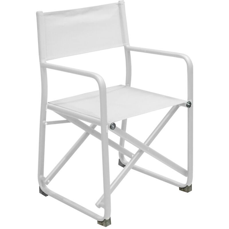 Proloisirs - Fauteuil metteur en scène pliant - scenario - Aluminium époxy blanc - Toile tpep blanc