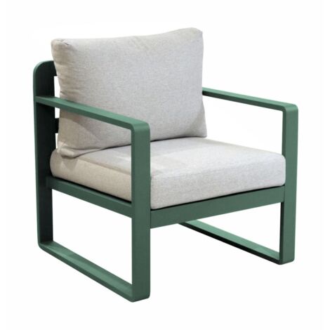 PROLOISIRS Fauteuil sofa - MOJITO II - Aluminium époxy - Amande/Gris