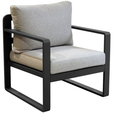PROLOISIRS Fauteuil sofa - MOJITO II - Aluminium époxy - Graphite/Gris