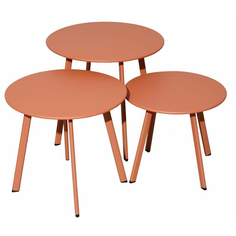 Lot 3 tables basses Massaï en acier - diamètre 40/45/50 cm - hermes - Proloisirs