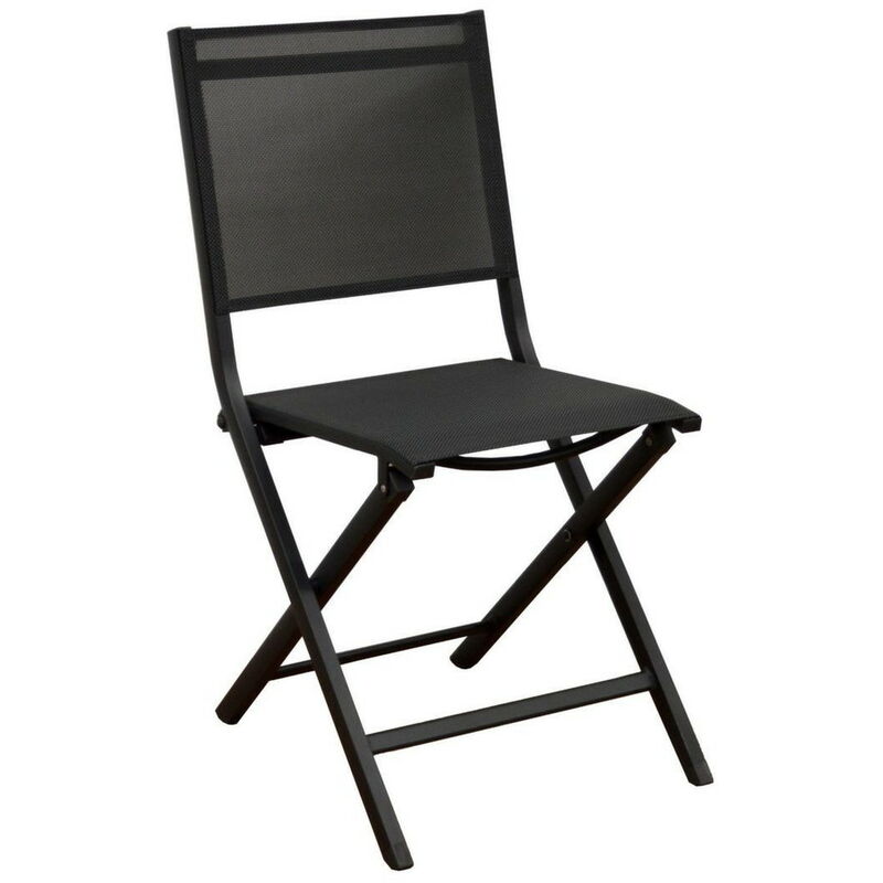 Lot de 2 Chaises de jardin pliantes Thema - graphite/chiné noir - Aluminium/Toile tpep - Proloisirs