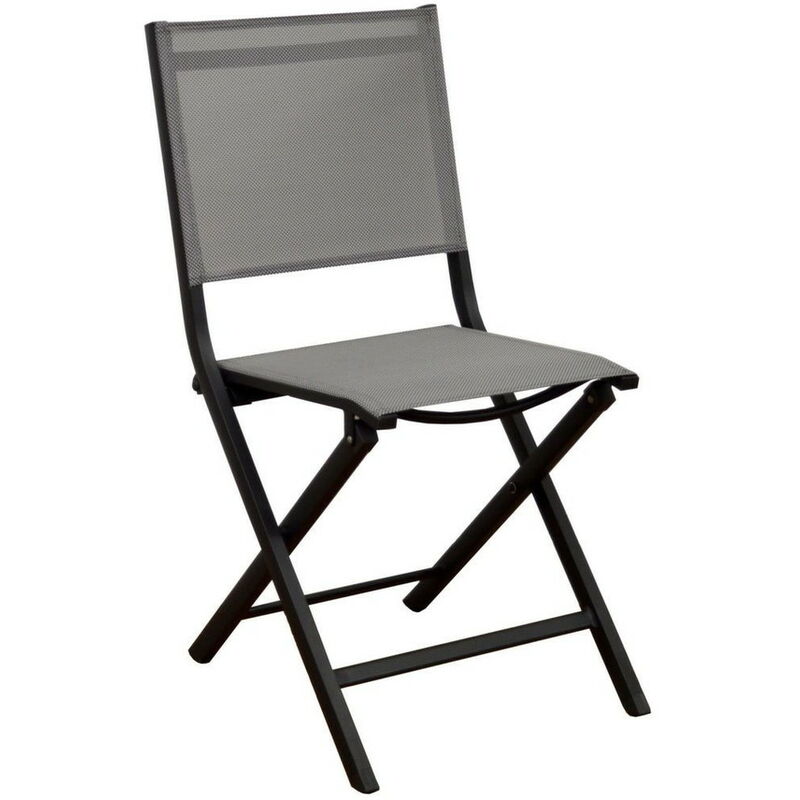 Lot de 2 Chaises de jardin pliantes Thema - graphite/chiné perle - Alu/Toile tpep - Proloisirs