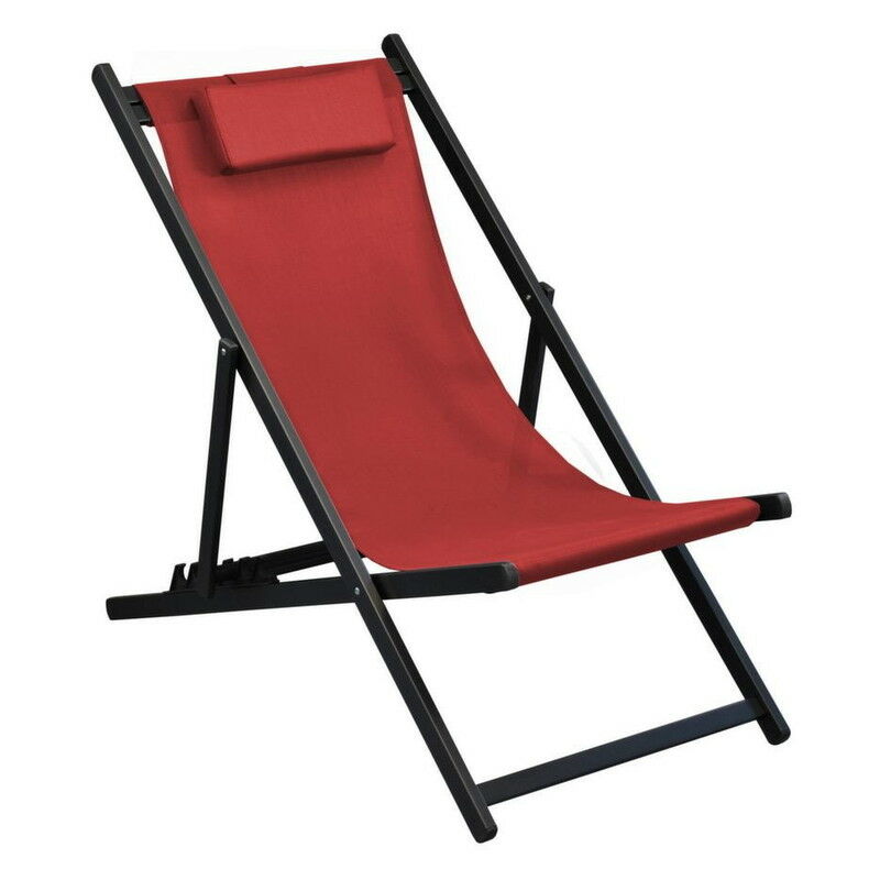 Lot de 2 Chiliennes pliantes Linéa - gaphite/rouge - Aluminium/Toile tpep - Proloisirs