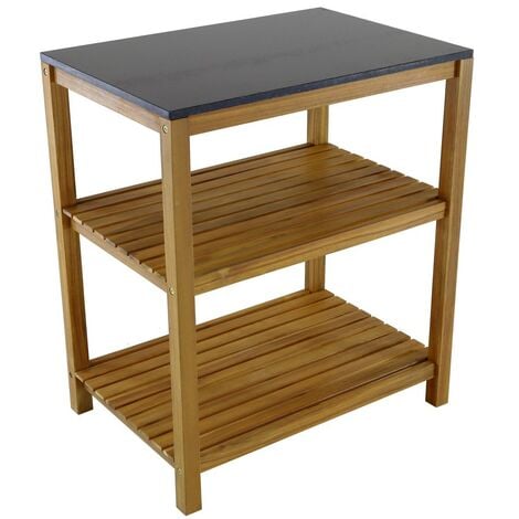 PROLOISIRS Meuble de rangement Fidgi à 3 compartiments en bois d'acacia - granite noir