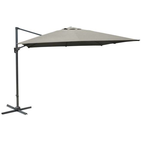 PROLOISIRS Parasol déporté aluminium 3 x 3 m - toile taupe - mât royal grey - rotation 360°