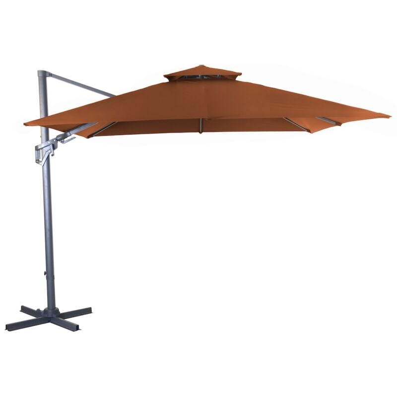 Proloisirs - Parasol déporté - clim - Aluminium - 3x3 - Sienne