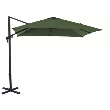 PROLOISIRS Parasol déporté et inclinable Roma à Manivelle 2,5 x 2,5 m en Aluminium et acier - kaki