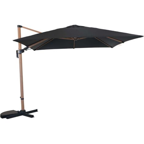 PROLOISIRS Parasol déporté LB orientable - heat look bois oak/gris 3 x 3 m