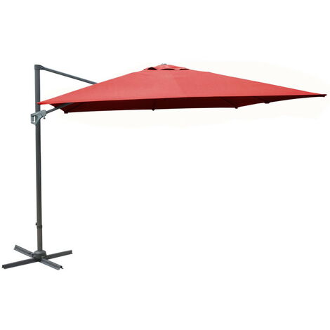 PROLOISIRS Parasol déporté NH 3 x 4 m en Aluminium - Toile inclinable - rouge