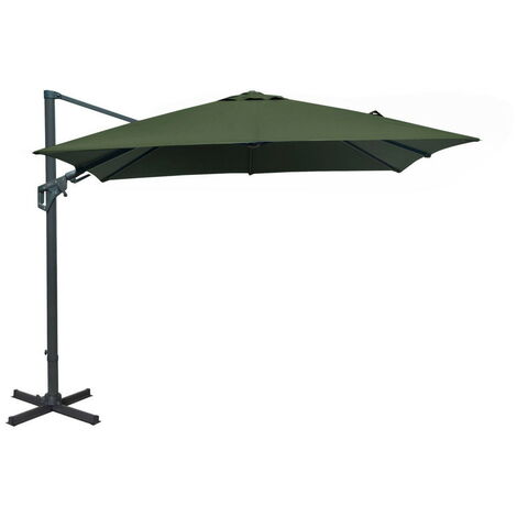 PROLOISIRS Parasol déporté NH orientable en Aluminium 3 x 3 m - Toile polyester inclinable - kaki