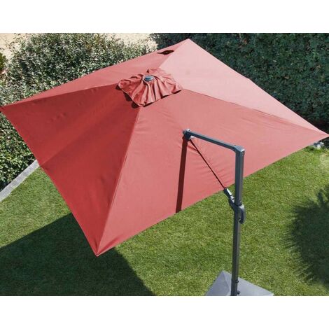 PROLOISIRS Parasol déporté orientable NH - Toile carré 300 x 300 cm - Toile rouge