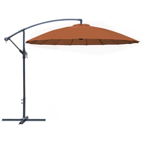 PROLOISIRS Parasol déporté Pagode - Aluminium époxy - Fibre de verre - Ø300 - Sienne