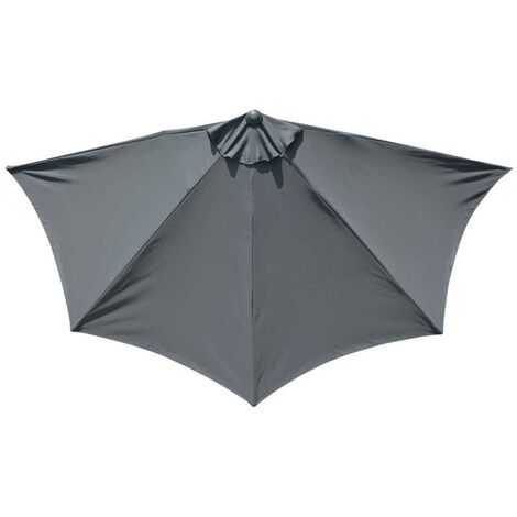 PROLOISIRS Parasol droit 1/2 - Longueur 300 cm - Toile grise - Aluminium