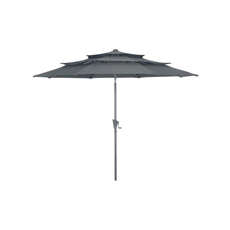 Parasol droit en aluminium 3 strates inclinable manivelle 300/6 cm - grey/gris - Proloisirs
