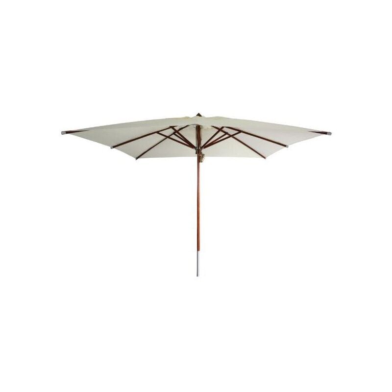 Proloisirs - Parasol droit Eucalyptus en fsc mat central - 3 x 3 m - ecru