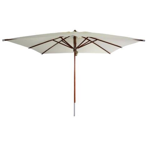 PROLOISIRS Parasol droit Eucalyptus en FSC mat central - 3 x 3 m - ecru