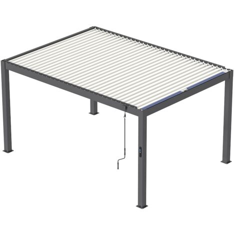 PROLOISIRS Pergola Mira 3x4 Solar Alu/Lames - Graphite/Blanc