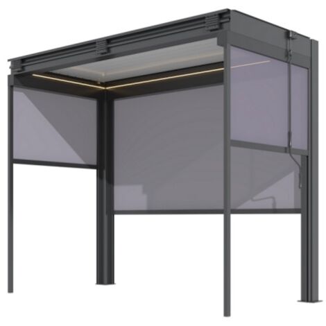 PROLOISIRS Pergola - Zephir Pool House 3x1,46 Alu et Lames - Graphite et Blanc
