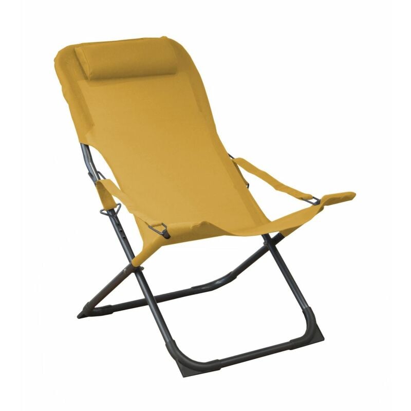 Peragashop - chaise pliante graphite/moutarde relax easy