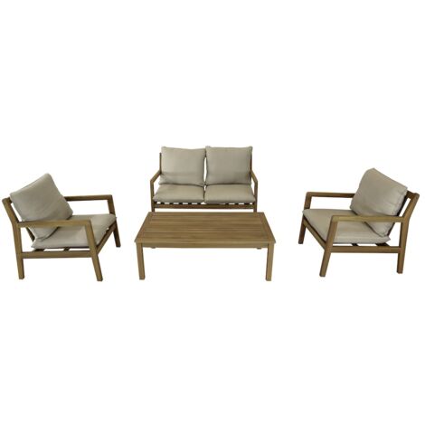PROLOISIRS Salon bas - PAYA - Acacia FSC 100% - 2 fauteuils + 1 canapé + 1 table basse
