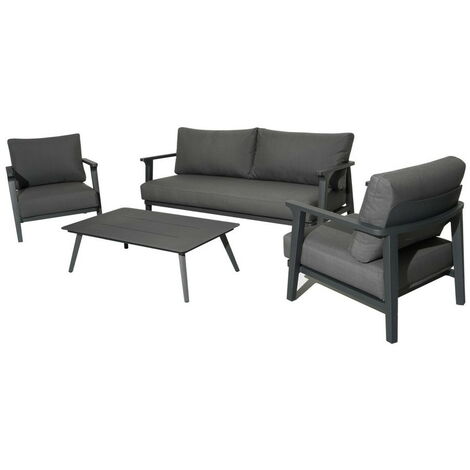 PROLOISIRS Salon de détente Lava alu avec coussins sunbrella - graphite (set complet)