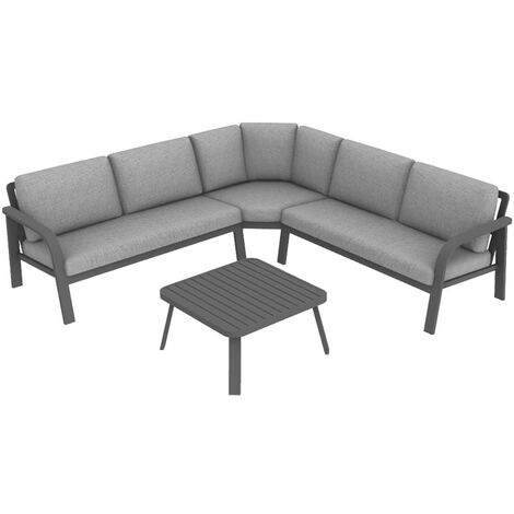 PROLOISIRS Set angle Grasse III en aluminium avec coussins - grey/gris