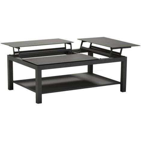 PROLOISIRS Table basse BUTTERFLY élévatrice - 120 x 80 x 42/54 cm - Aluminium époxy - Graphite
