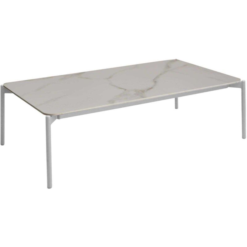 Proloisirs - Table basse de jardin Ambiance en aluminium/céramique - blanc