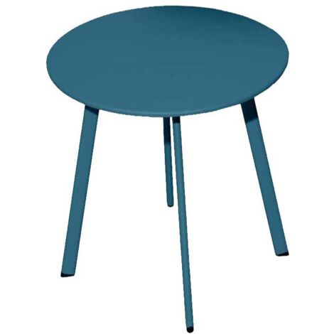 Proloisirs – Table basse de jardin Massaï ø 45 cm – Acier époxy bleu – Résistante aux intempéries – Idéale pour terrasses et balcons