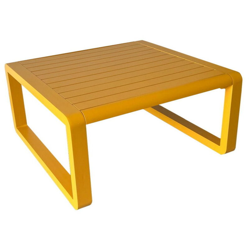 Proloisirs - Table basse de jardin Tonio miel - Aluminium - 80 x 80 cm - Plateau à latte